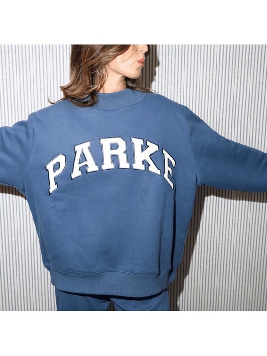 Parker Tops - Parker Navy Blue Crewneck Sweatshirt with White Label